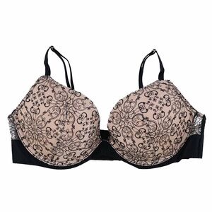 Victoria's Secret Very Sexy Push-up Bra Black Nude Floral Lace Set